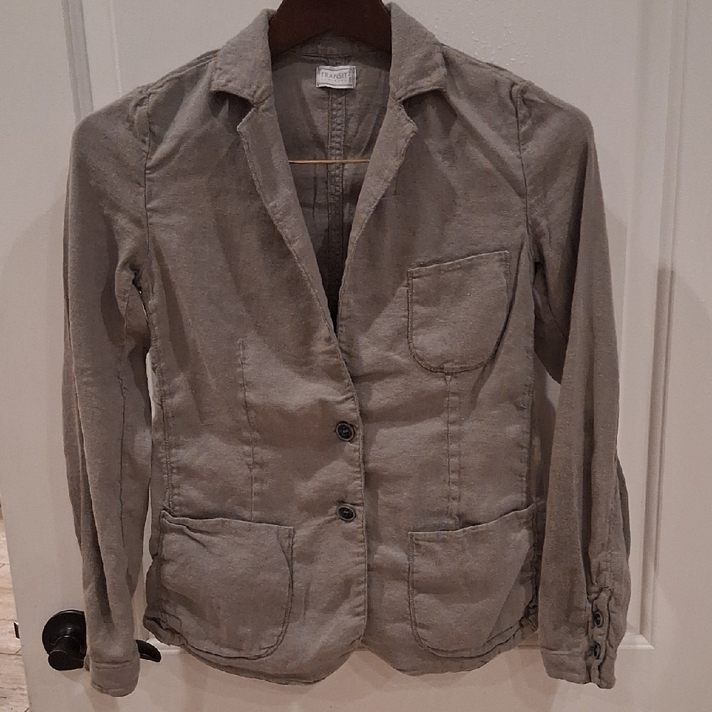 Transit Vintage Linen Blazer Size 10 Light Olive Green